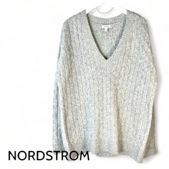 NEW Alpaca-blend Chunky Knit Fuzzy Sparkle Sweater by Nordstrom